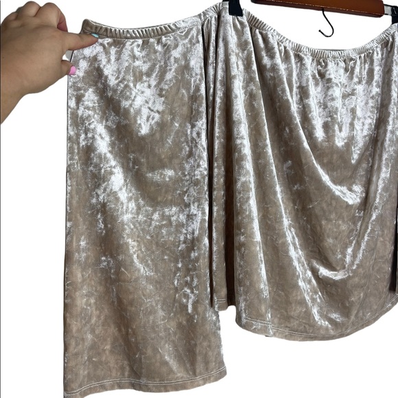 FOREVER 21 Plus Champagne Velvet Off the Shoulder Long sleeve Top - Picture 3 of 7